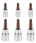 Torx T30 Socket Set Six Piece With One Quarter Inch And Three Eighth Inch Drives S2 Steel Star Sockets for mechanical tools.