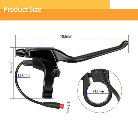 Waterproof Left And Right E Bike Brake Levers With 2 Pin Male Connector For Electric Bikes And Scooters Replacement Parts 22.2 mm