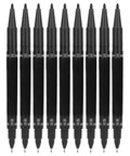 Hella Smooth Dual Tip Marking Kit Bold And Ultra Fine Felt Scribes For Piercing Positioning Aesthetic Procedures And Surgical Stenciling Top Shelf Removable Studio Grade Tools 10 Piece Set Black with ten black marking pens arranged in a row.