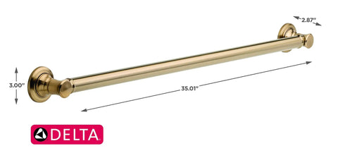 Traditional 36 Inch Shower Grab Bar 450 Lb Capacity ADA Compliant Champagne Bronze Wall Mounted Safety Handle
