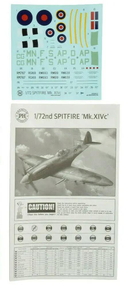 Spitfire Mk XIV C One Seventy Two Scale Plastic Model Airplane Kit With Three Decal Sets Dope Detailing For Realistic Look