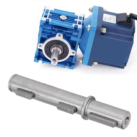 Blue NMRV040 worm gearbox reducer with motor and silver alloy-steel output shaft.