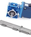 Alloy Steel Output Single Shaft 18mm Diameter 128mm Length Smooth Low Noise For Reducer NMRV040 RV040 Nema34 Stepper Motor With Plug And Play Install And Seven Accessories Included For Easy Setup And Reliable Power Transfer. View of alloy steel output shaft with reducer and stepper motor