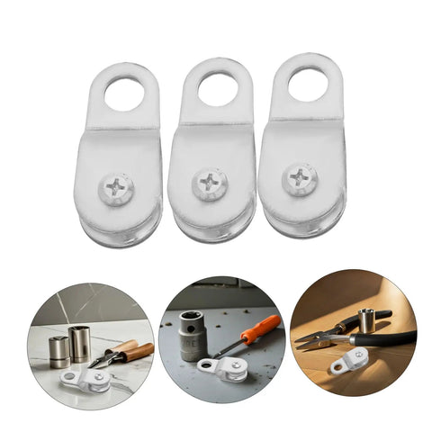 12 Pack Swivel Rope Pulleys For 6mm Rope Aluminum Coated Zinc Cable Roller With Smooth Bearing System Low Friction Durable Lightweight Pulleys For Outdoor Adventures And Home DIY Projects Go To Gear, 3 pulleys shown