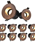 Top Tier Wood Grain Recessed Downlights Led Ceiling Potlights 3Cct Selectable Warm Neutral Cool White Can Light Fixtures With Sleek Round Trim For Modern Home Upgrades 10 Pack set of ten wood grain LED potlights