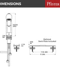 Dimensions of Pfirst Series One Handle Pull Out Kitchen Faucet In Polished Chrome Water Efficient Model ADA Accessible Easy Install