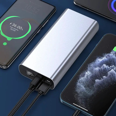 DIY Custom Polymer Battery Charging Case For Two 1260110 Cells Offering Hella Fast 22.5W PD with two smartphones charging.