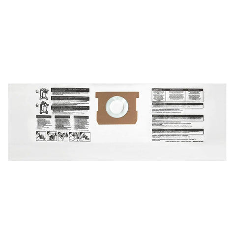 15 Pack Replacement Vacuum Filter Bags For 5 To 8 Gallon Vacuums Type E And Type H Compatibility instructions packaging