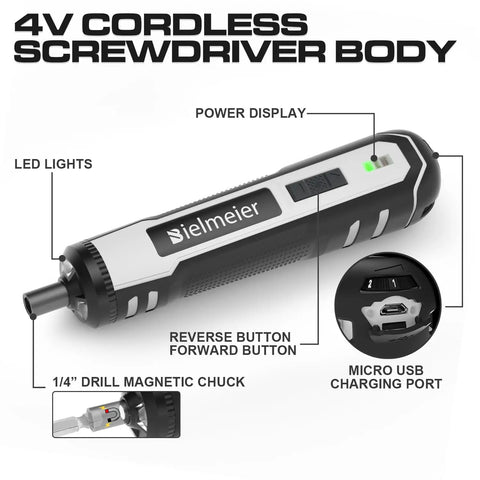 Rechargeable Cordless Electric Screwdriver Kit With 44 Accessories And Flex Shaft LED Light 5 Nm Torque Six Settings