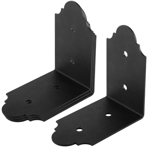 Beefed Up Heavy Duty 4 Pack Metal Angle Brackets 90 Degree L Brackets 5.9 Inch Long for wood truss reinforcement, black finish