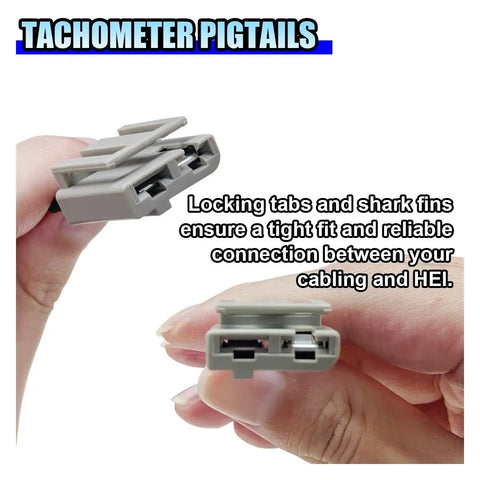 Tachometer pigtails for Heavy Duty HEI Distributor Pigtail Wire Harness, featuring locking tabs for a secure connection.