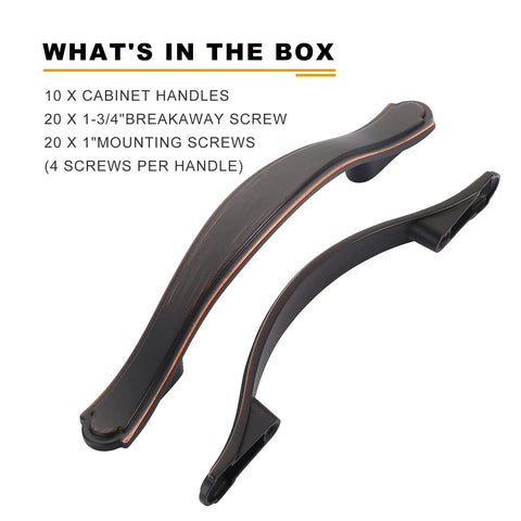 Oil Rubbed Bronze Cabinet Handles 10 Pack 3 Inch Center To Center Drawer Pulls Zinc Alloy Durable Hardware with screws