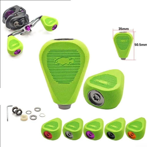 Upgrade Your Fishing Game With This Killer EVA Reel Knob Set For Drt Antares Fishing Rods Featuring Snap-On Handles, Smooth Bearings, And Sleek Silver Black Styling That Lets You Crank Harder And Catch More Big Fish Today On The Water. EVA reel knob set, 50.5x35mm, green, with bearings and wrench