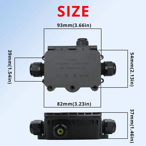 3 Way Waterproof Junction Box With Terminals And Screws IP68 Clamshell Underground Electrical Splice Box For Burial dimensions