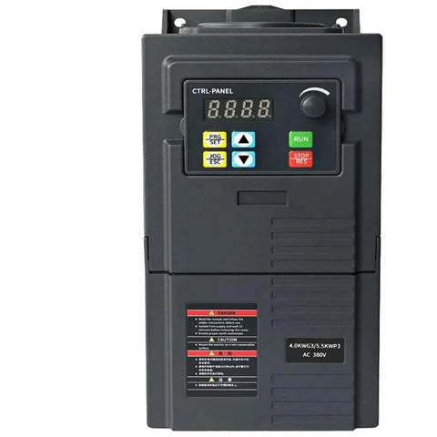 380V Economical VFD Variable Frequency Drive Inverter For 1.5KW 2.2KW 3KW 4KW 5.5KW 7.5KW Bang For Buck Motor Speed Controller With Breaker Easy Setup. front view, 4.0KW/5.5KW AC 380V model