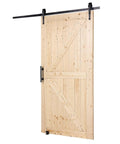 Badass 42X84 Inch Sliding Barn Door With Full 7Ft Hardware Kit And Glide Handle Solid Wood Core Panels in natural wood finish.