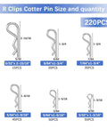 R Clips cotter pin sizes and quantities in 620 Pcs Cotter Pins Assortment Kit With Hairpin Cotter Pins And R Clips In 12 Sizes
