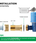 Installation guide for DN20 3 Quarter Inch NPT Water Meter With Pulse Output showing horizontal connection setup with components.