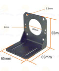 CHANCS gear motor seat support bracket, black metal with 38mm central mounting hole on a 65x65mm base