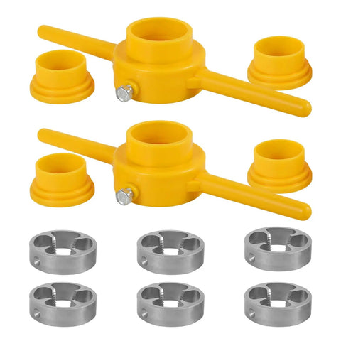 PVC Pipe Thread Maker Tool Kit With 12 Pcs Dies, DIY Ready Manual Pipe Threader Set, One Half NPT, Three Quarter Inch, One Inch Dies, Wear Resistant Circular Die Set For PVC Plastic Pipe, Fast And Easy Threading