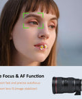 Woman with camera demonstrating EF To EOS M Lens Adapter For EF And EF S Lenses With Auto Focus And Built In Aperture Motor