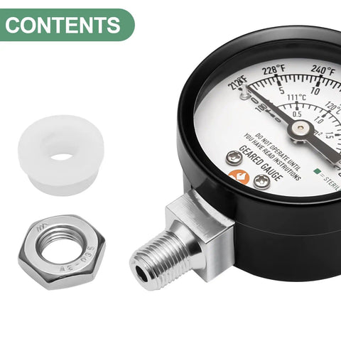 2 Inch Dial Pressure Cooker And Canner Gauge With Lower Mount In Black Steel Case Includes Gasket And Nut