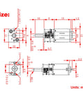 Technical diagram of Two Pack 6V DC 100 RPM N20 Gear Motor High Torque Micro Geared Motor For Diy Projects And Robotics