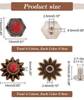 Product size details for 40 Piece Coin Screw Rivets And Decorative Buckles Featuring Eight Killer Sunflower Castings.
