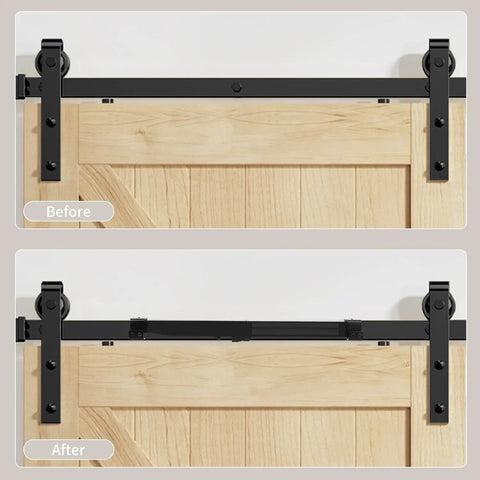 Before and after barn door track with Hole Free Barn Door Soft Close Mechanism Upgraded Quiet Sliding Door Hardware Spring Damper