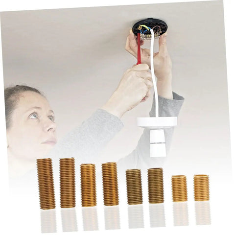 Heavy Duty Brass Lamp Thread Pipes Kit With Easy Install Threaded Rods For Lamp Hardware Built Tough DIY Repair Solutions For Light Fixtures