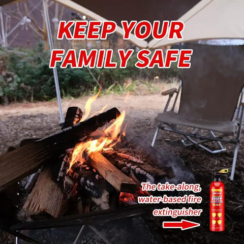 Slick Heavy Duty Fire Extinguisher Spray With Wall Bracket Snuffs Out Flames Fast And Stops Reignition Zero Hassle Cleanup For Car House Van Trailer Water Based Protection 620 Ml Bulk 24 Pack near a campfire.