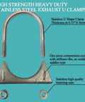 Heavy Duty 2.5 Inch Muffler Exhaust Clamp Stainless Steel U Bolt For 2.5 Inch Pipes, Clamp On Tip Pipes Connection