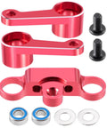 Durable Aluminum Alloy Steering Kit For 1 To 10 Scale RC Drift Cars With Beefed Up CNC Machined Steering Assembly Upgrade For On Road Drifting Fits Cero Ultra Pink Accent components with screws and washers