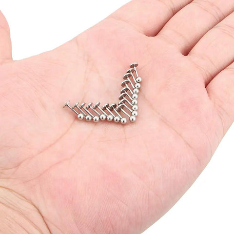 15Pcs 20G Stainless Steel Lip Rings Labret Studs Piercing Jewelry Set With 6mm Bar Length And Externally Threaded Ball Tops For Monroe Tragus Helix Cartilage Earrings Silvertone For Women Men, 20G studs in hand