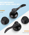 Two Pack Keyed Entry Door Lever Handle With Lock And Key Exterior Door Lock Set Double Keyed Deadbolt Matte Black Finish