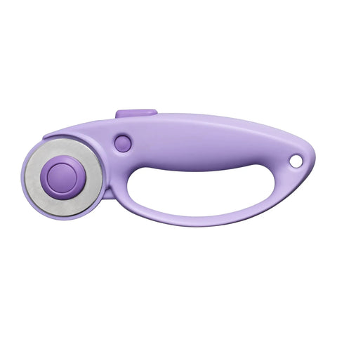 Top Tier Loop Handle Rotary Cutter For Heavy Duty Fabric And Vinyl Crafting Precision Ground Steel Blade Insanely Sharp Left Right Handed Setup Easy Glide Action For Quilting Projects in purple color