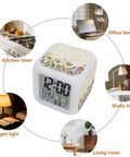 Super Chill Wildflower Digital Alarm Clock With Truly Silent Operation, Integrated Nightlight And Easy Snooze Button, Displays Time Date And Temperature, A Must Have Bedroom Essential on a desk showing time and temperature.