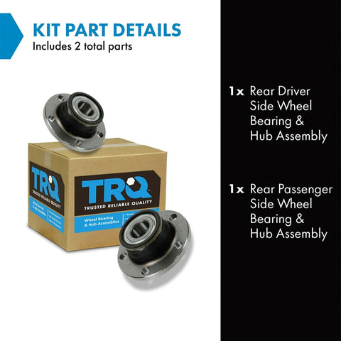 Rear Wheel Bearing And Hub Assembly Set For 2015 2018 Audi Q3, 2008 2009 TT, 2015 2019 Beetle, 2012 2022 Passat, 2005 2010 Jetta, 2009 2016 Tiguan, 2007 2016 Eos Two Piece Replacement Kit box with two hubs displayed
