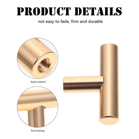 5 Pack Golden Cabinet Pull Handles Single Hole T Bar Style For Cabinets Wardrobe Doors Drawers Kitchen Cupboards Easy Install Hardware Modern Furniture Pulls With Dope Look And Durable Build showing detailed view of material and finish.