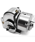 Heavy Duty Universal Dividing Head For CNC Milling Machine Vertical Horizontal Setup Precision Indexing Rotary Table With Bs2 Mount and Eight Inch Chuck, showing polished metal and precise detail.