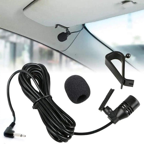 2.5mm External Car Microphone For Pioneer Head Units With 3m Cable, shown with visor clip and plug