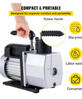 Pro Favorite 5 Cfm Dual Stage Vacuum Pump Hvac Refrigerant Auto Ac Diagnostic Tool Half Hp with slip-proof rubber handle.