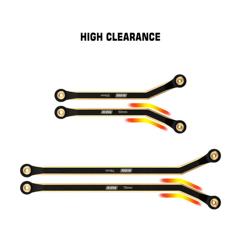 Brass High Clearance Four Link Set For SCX24 Gladiator Power Wagon Heavy Brass Links For Durability Lowers Center Of Gravity To Boost Stability Moves Links Away From Driveshaft To Prevent Rubbing Reduces Axle Wrap And Unwanted Steering For Smoother. 50mm and 78mm brass links