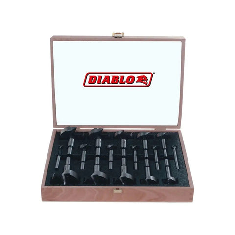 16 Pc Pro Grade Dope Forstner Bit Set High Speed Steel, 1/4 to 2-1/8 Inch, in wooden case, for woodworking