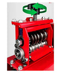 Close-up of Smooth Operator Electric Wire Stripper, showcasing metal rollers and adjustable mechanism for easy cable insulation removal.
