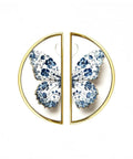 Two Pack Blue White Chinoiserie Butterfly Cabinet Handles With 3 Inch Center Hole Semicircle Gold Drawer Pulls