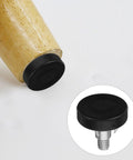 Thread Adjustable Furniture Leveling Feet For Cabinets And Tables With Metal And Plastic Construction, Height Adjustable Design For Home Or Office Setup, Versatile Screw On Levelers For Chairs Desks Tables And Cabinets, black threaded foot on wood leg