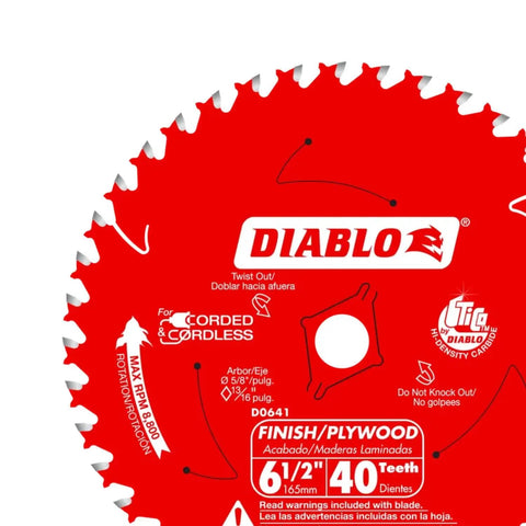 Knockout Finishing Trim Saw Blade With 6 1 2 Inch Size And 40 Badass Teeth for cutting hardwood, softwood, and plywood.