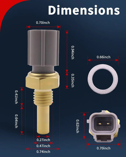 Dimensions of Hardcore Garage Edition Engine Coolant Temperature Sensor With Pigtail Harness for Toyota models