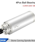 Pro Grade Water Cooled Spindle Motor 3200W With Er20 Collet Made For Kickass Stone Fabrication Work Chilling At 24000 RPM While Pumping Out Clean Cuts On Any 220 Volt Desktop Router Setup Today in silver finish with 4 ball bearings.
